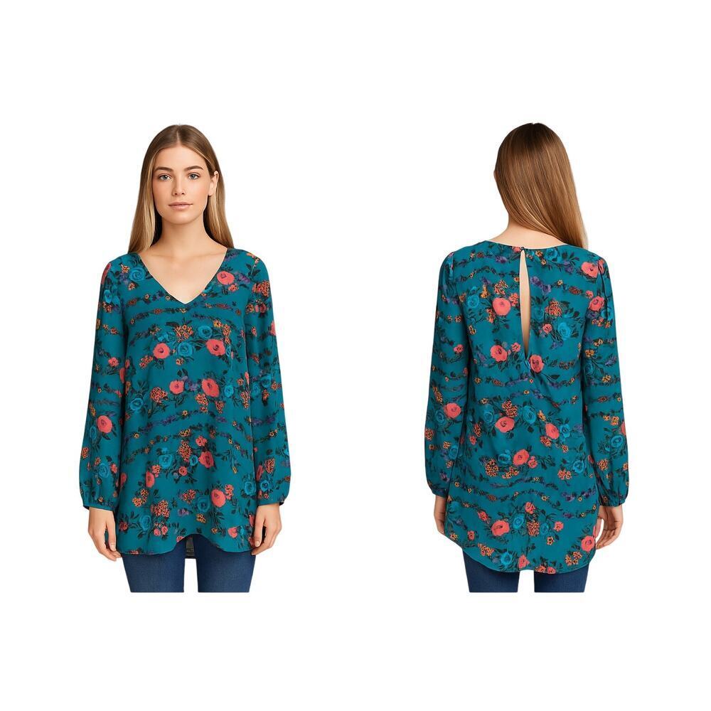 SHOW ME YOUR MUMU Donna Michelle Tunic Top Floral Boho Long Sleeve Size Large